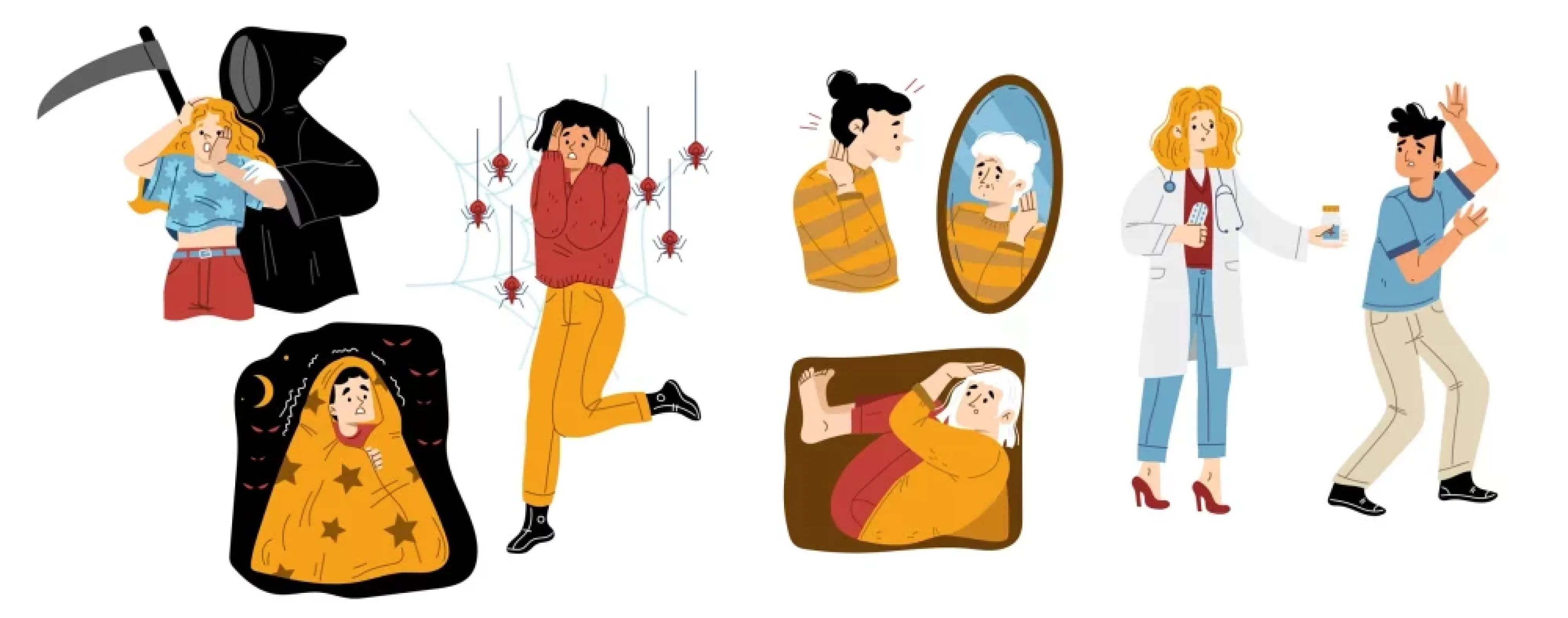 illustrations des phobies courantes